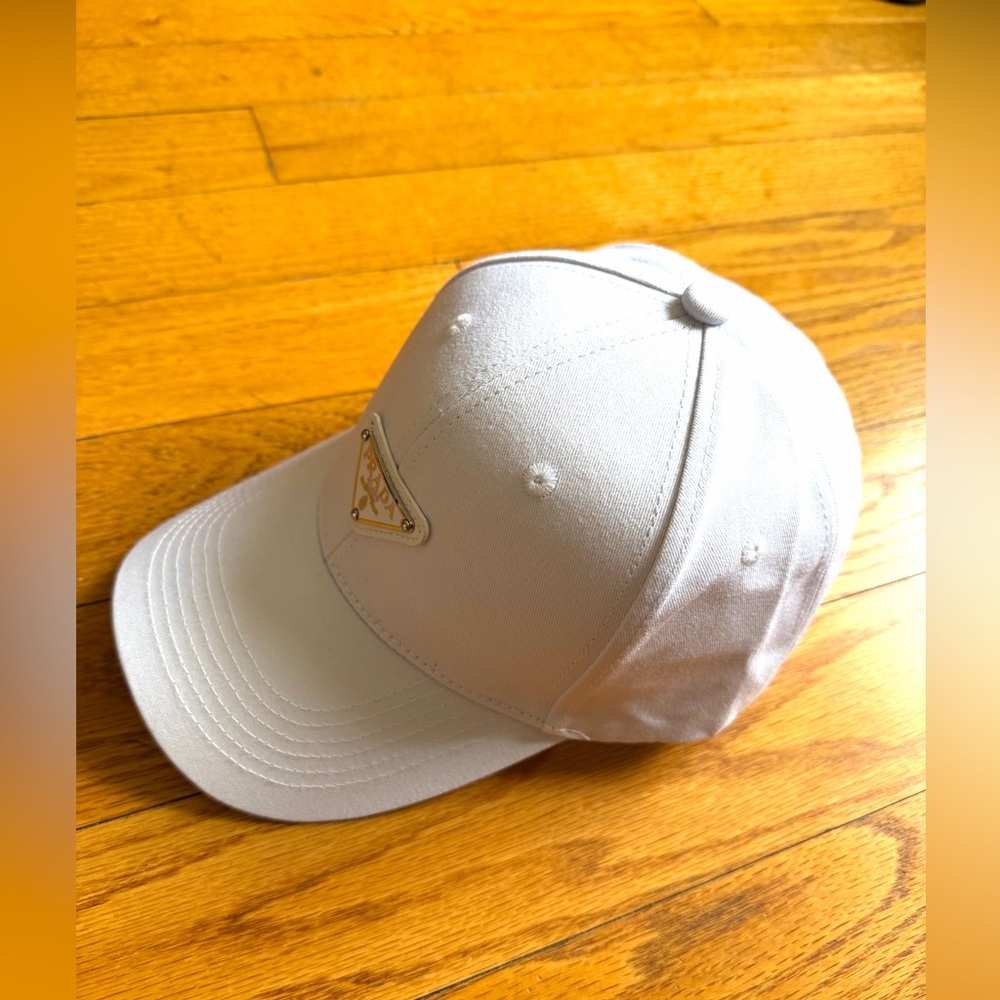 Prada White Triangle Logo Baseball Cap for Men - Picture 2 of 5